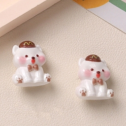 Кокосово-Коричневый Непрозрачные кабошоны из смолы, собака с бантом, кокосового коричневый, 22x18 мм