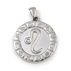 Лео 304 подвески из нержавеющей стали, плоские круглые с созвездием, золотые, анти-тускнение, Лев, 28x25x2.5 мм, отверстие : 4.5x3.5 мм