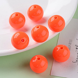 Orange Red Opaque Acrylic Beads, Round, Orange Red, 20x19mm, Hole: 3mm, about 111pcs/500g