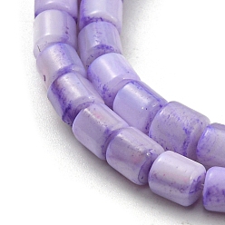 Medium Purple Natural Freshwater Shell Beads Strands, Dyed, Column, Medium Purple, 4~5.5x5mm, Hole: 0.6mm, about 74~75pcs/strand, 14.76~14.96 inch(37.5~38cm)