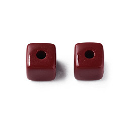 Dark Red Opaque Acrylic Beads, Cube, Dark Red, 12.5x12.5x12.5mm, Hole: 3.5mm, about 263pcs/500g