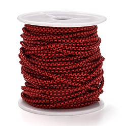 Dark Red Spray Painted Brass Box Chains, Venetian Chains, with Spool, Unwelded, Dark Red, 2x2.5x2.5mm