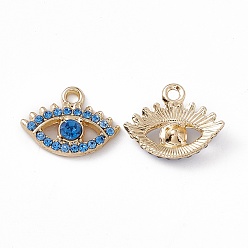 Монтана Подвески из сплава и страза, очарование глаз, золотые, Монтана, 13.5x17.5x3.5 мм, отверстие : 1.8 мм