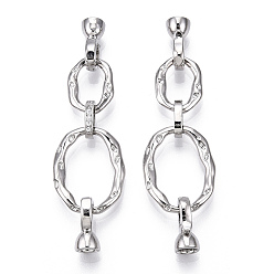 Платина Латунные микро проложить кубического циркония раз за застежками, без кадмия, без никеля и без свинца, овальные застежки для изготовления украшений, платина, овальные: 20x16x2мм и 7.5x6x2мм и 14x11x2мм, застежка : 12x7x6.5 mm, внутренний диаметр: 3.8 мм