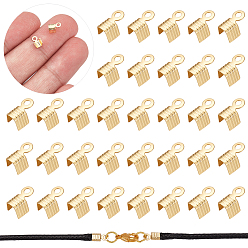 Золотой 100шт. 304 нержавеющая сталь, складные обжимные концы, загибаем концы шнура, золотые, 7x4.5x4 мм, отверстие : 1.4 мм