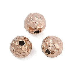 Розовое Золото Текстурированные 316 хирургические бусины из нержавеющей стали, круглые, ионное покрытие (ip), розовое золото , 7.5x8x8 мм, отверстие : 1.6 мм