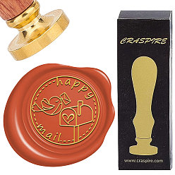 Envelope Набор сургучной печати, золотистый тон сургучной печати цельная латунная головка, с деревянной ручкой в стиле ретро, для конвертов приглашений, подарочная карта, конверт, 83x22 мм, штампы: 30x14.5 мм