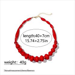 (123L) Белый крем непрозрачный блеск Женские ожерелья из бисера-рондель из смолы, золотые, огнеупорный кирпич, 15.75 дюйм (40 см)