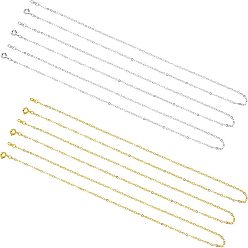 Golden & Silver Brass Cable Chain Necklaces with Iron Findings, Golden & Silver, 18 inch, 2 colors, 12pcs/color, 24pcs/box
