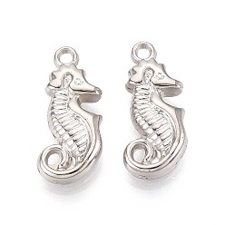 Платина Пластмассовые подвески ccb, морской конек, платина, 28x12x6.2 мм, отверстие : 2.5 мм