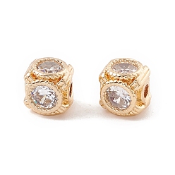 Прозрачный Куб латунь кубического циркония бусы, золотые, прозрачные, 6x6x6 мм, отверстие : 1.5 мм