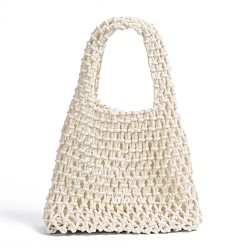 Old Lace Woven Cotton Handbags, Women's Net Bags, Shoulder Bags, Old Lace, 30x21x8cm