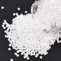 (121) Opaque Luster White Тохо 8/0 круглые бусины, японский бисер, (121) непрозрачный глянец белый, 3 мм, отверстие : 1 мм, Около 10000 шт / фунт