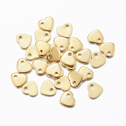 Real 24K Gold Plated 304 Stainless Steel Charms, Stamping Blank Tag, Heart, Real 24k Gold Plated, 5x6x1mm, Hole: 1mm