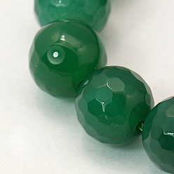 Sea Green Natural Agate Beads Strands, Dyed, Faceted, Round, Sea Green, 12mm, Hole: 1mm