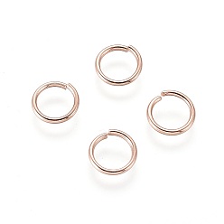 Розовое Золото 304 из нержавеющей стали открыты кольца прыжок, розовое золото , 7x0.9 мм, Внутренний диаметр: 5.5 мм