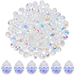 Clear AB 120Pcs Electroplated Glass Beads, Faceted, Teardrop Charms, Top Drilled, Clear AB, 11x8mm, Hole: 1.2mm