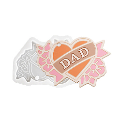Heart Father's Day Pendants DIY Silicone Mold, Resin Casting Molds, for UV Resin, Epoxy Resin Craft Making, for Father's Day, Heart, 98x68x7mm, Hole: 3mm