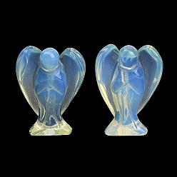 Opalite Figurines d'ange sculptées en opalite, cadeau de pierre énergétique feng shui pour la décoration de bureau à domicile, 35~38x18.5~20x50~53mm