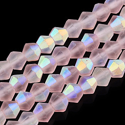 Pink Имитируют нити бус из матового стекла из австрийского хрусталя, класс АА, граненые, розовые, 2.9~3.3x2.5 мм, отверстие : 0.7 мм, около 135~140 шт / нитка, 38~40 см