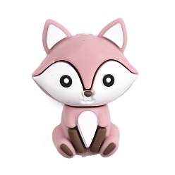 Pink Силиконовые бусины, лиса, розовые, 30x23x16.5 мм, отверстие : 2 мм