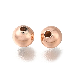 Розовое Золото Стойки обшивки латунные бусины, долговечный, без свинца и без кадмия, круглые, розовое золото , 5x4.5 мм, отверстие : 1.5 мм
