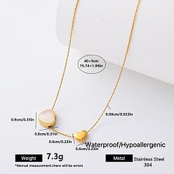 Heart Fashion 304 Stainless Steel Resin Pendant Necklaces for Women, Golden, WhiteSmoke, Heart, 15.75 inch(40cm)