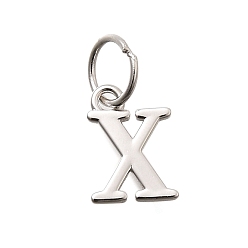Letter X 925 стерлингов серебряные подвески, буквы, Письмо X, 10x7x1 мм, отверстие : 4 мм