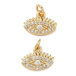 Настоящее золото 18K Латунные микро проложить кубического циркония подвески, Злые чары глаз, без свинца и без кадмия, стойки покрытие, долговечный, реальный 18 k позолоченный, 8x10x2 мм, Перейти кольцо: 4x0.8 мм, внутренний диаметр: 2.5 мм