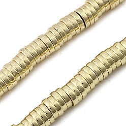 Настоящее золото 14K Гальванические нити из синтетических немагнитных гематитовых бусин, диск, Heishi бусы, реальный 14 k позолоченный, 4.5x1 мм, отверстие : 0.9 мм, около 413 шт / нитка, 16.26'' (41.3 см)