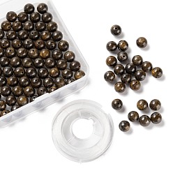 Bronzite 100Pcs 8mm Natural Bronzite  Round Beads, with 10m Elastic Crystal Thread, for DIY Stretch Bracelets Making Kits, 8mm, Hole: 1mm