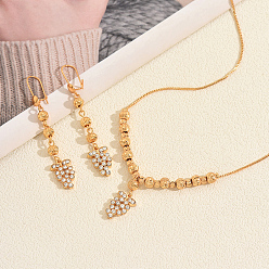 Золотой Комплекты серег и ожерелий из винтажной латуни с микропаве из прозрачных кубических цирконий для женщин, золотые, ожерелья: около 16.73 дюйма (42.5 см)