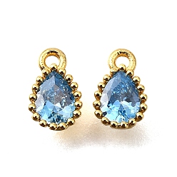 Стально-синий Кулон из циркония, слезинки, без свинца и без кадмия, реальный 18 k позолоченный, стойки покрытие, прочное покрытие, стальной синий, 6x4x2 мм, отверстие : 0.9 мм