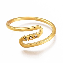 Золотой 304 палец кольца из нержавеющей стали, с четким кубического циркония, золотые, размер США 7, внутренний диаметр: 17 мм