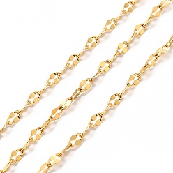 Золотой Ионное покрытие (ip) 304 цепи из нержавеющей стали, цепные цепи, пайки, с катушкой, золотые, 5x2.5~3x0.1~0.2 мм, около 32.81 футов (10 м) / рулон