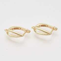 Настоящее золото 18K Латунные серьги-кольца с застежкой сзади, без никеля , с горизонтальной петлей, слеза, реальный 18 k позолоченный, 15.5x5x10.5 мм, отверстие : 1.2 мм, штифты : 1 мм