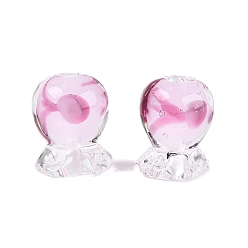 Rose Nacré Perles de verre filées à la main à l'intérieur de la fleur, bouteille avec méduse, perle rose, 15x11~13x11~13mm, Trou: 0.8~1mm