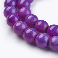 Purple Synthetic Turquoise Beads Strands, Dyed, Round, Purple, 8mm, Hole: 1mm, about 50pcs/strand, 15.35 inch