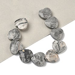 Камень Карты Натуральная карта каменные бусы пряди, граненые, сердце, 14.5~15x15~15.5x5.5~6 мм, отверстие : 1 мм, около 10 шт / нитка, 5.51~5.71'' (14~14.5 см)