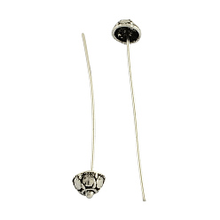 Античное Серебро Латуни фантазии контакты, со сплавочной фурнитурой, без кадмия и без свинца, античное серебро, 53x8 мм