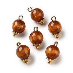 Коричневый Подвески сплава cmолы, круглые подвески, с блеском порошок, золотые, коричневые, 16x10 мм, отверстие : 2.5 мм