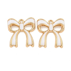 Белый Подвески из эмали и сплава, бантом, золотые, белые, 19.5x18x3 мм, отверстие : 1.5 мм