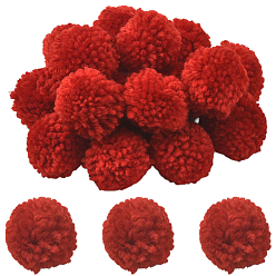 Red 24Pcs Wool Soft Pompom Ball, for Hats Shoes Scarves Bag Charms Accessories, Red, 40mm, 24pcs/set