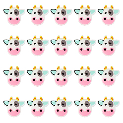 Белый Фокусные бусины из экологически чистого силикона для пищевых продуктов коровы, белые, 26x28x8.5 мм, отверстие : 2.5 мм