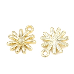 Oro Charms de aleación, encantos de la flor, larga duración plateado, chapado en rack, dorado, 14.5x12x2.5 mm, agujero: 1.4 mm