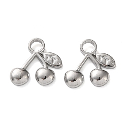 Нержавеющая Сталь Цвет 304 подвески из нержавеющей стали, вишневое очарование, цвет нержавеющей стали, 17x17x3 мм, отверстие : 3.5 мм