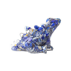 Ляпис-Лазурь Украшение для дисплея динозавра из смолы, с натуральными чипсами из лазурита внутри статуй для украшения домашнего офиса, 90x47x48 мм