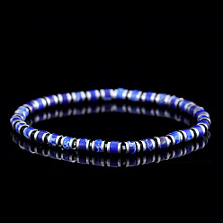 Синий Браслеты из натуральной и окрашенной императорской яшмы с эластичными бусинами для мужчин, колонка, синие