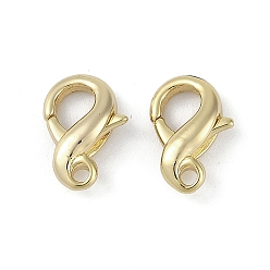 Настоящее золото 18K Карабин-лобстеры, латунные, без кадмия, без никеля и без свинца, реальный 18 k позолоченный, 13.5x9.5x4 мм, отверстие : 1.6 мм
