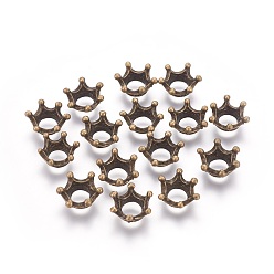 Antique Bronze Tibetan Style Alloy Bead Caps, Crown, Antique Bronze, 13x6mm, Hole: 6mm